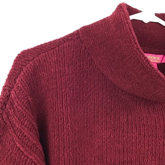 Catherine Malandrino Chenille Sweater Burgundy Cowl Neck, Size XS - Picture 5 of 6